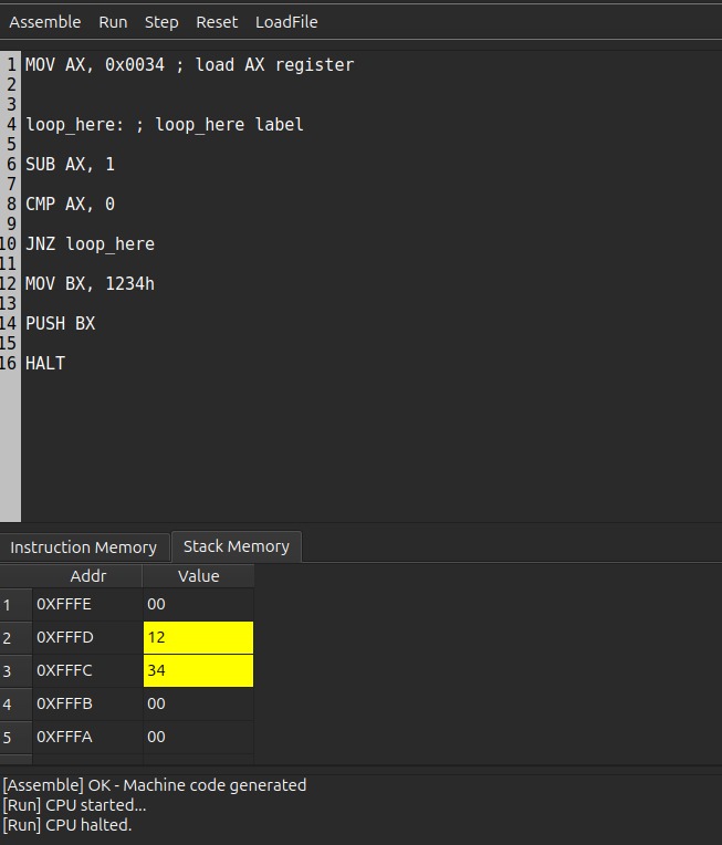 GUI – registers, flags, memories